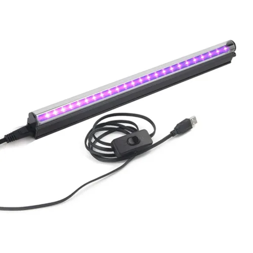 LED UV 램프바 USB 자외선 조명 스트립 블랙라이트 홈파티 야광 경화 네온 튜브, 1개, 보라