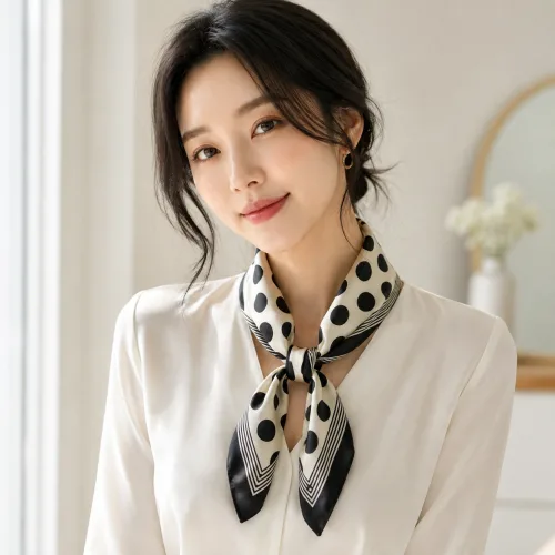 채다 클래식 패턴 여성 사각 스카프 데일리 포인트 코디 14종