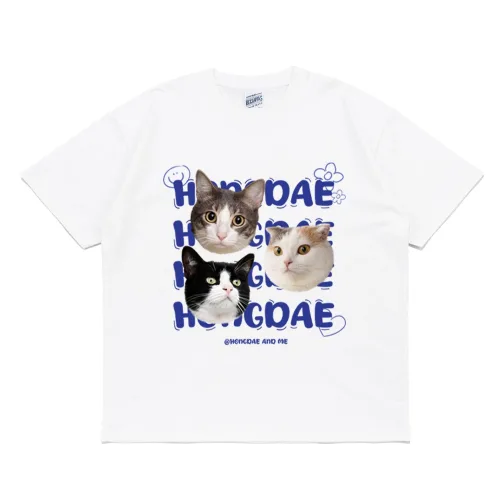 커스텀 티셔츠 주문제작 강아지 고양이 18수 오버핏 1번