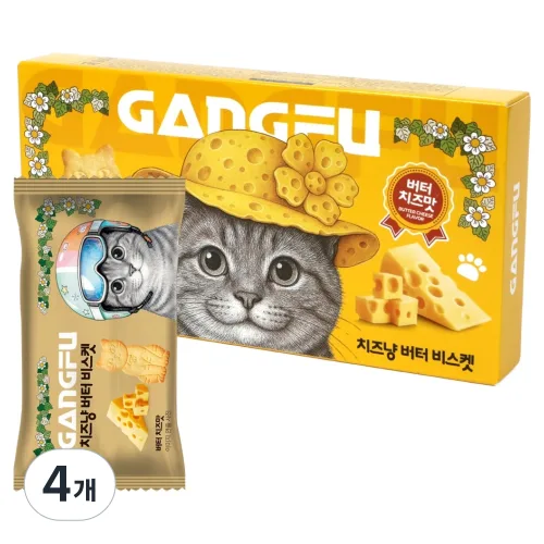 강푸 치즈냥 버터 비스켓, 4개, 80g