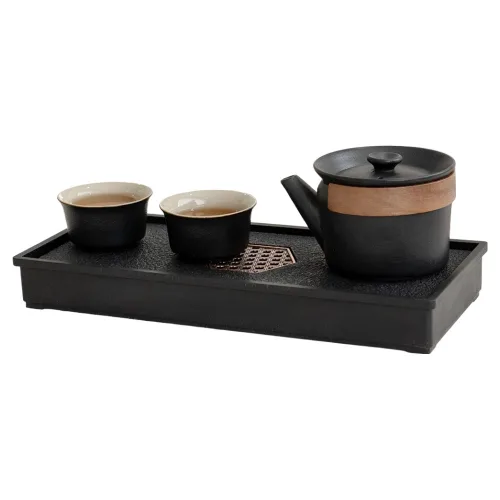 오후반차 깊은 별밤 다도 세트, 1세트, 찻잔 2p + 다관 + 차판, 블랙