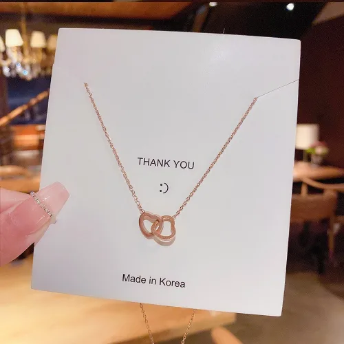 X145 하트 투 하트 펜던트 쇄골 체인 패셔너블한 라이트 럭셔리 틈새 새로운 티타늄 스틸 목걸이