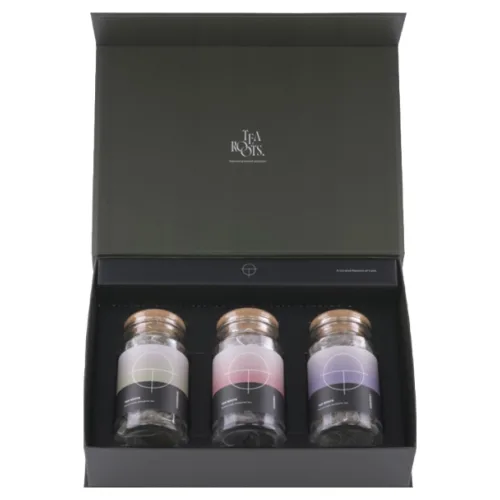 [고급보자기 선물세트] 추석 허브차 선물세트 (보자기+쇼핑백), 4개, 파스텔블루+네이비 (페퍼민트+히비스커스+라벤더)