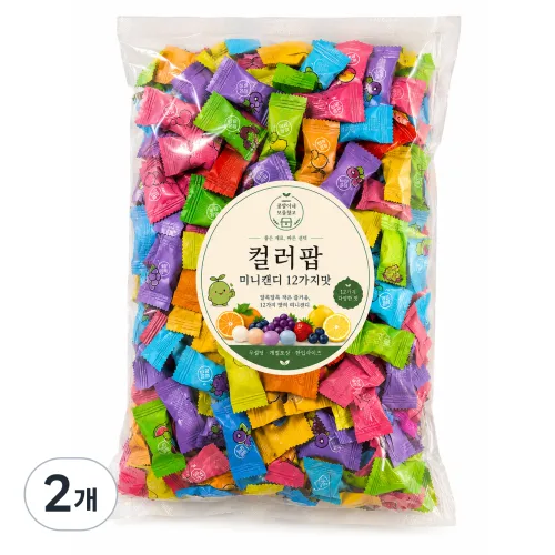 [콩알이네] 무설탕 과일캔디 12가지맛 컬러팝 미니캔디, 500g, 2개