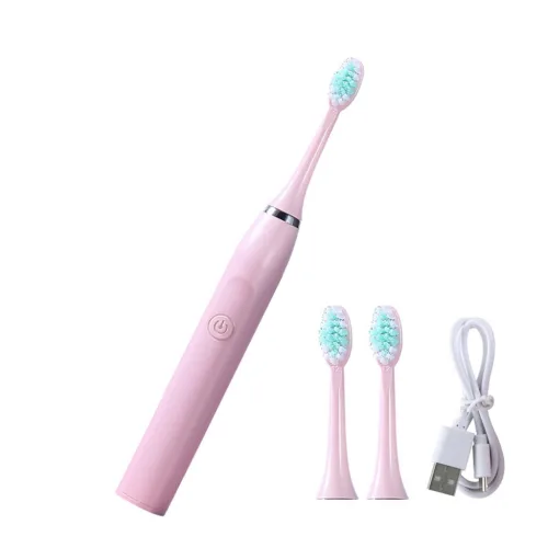 성인용 전동 칫솔,3개의 칫솔모와 5가지 모드를 갖춘 USB 충전식 초음파 여행용 칫솔