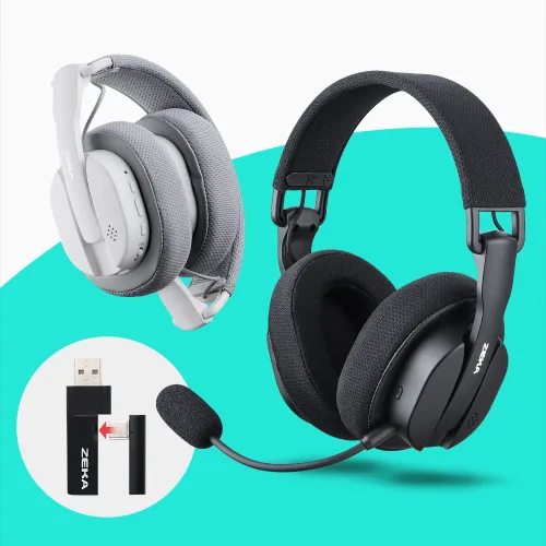 ZEKA AIR WING Z1 초경량 블루투스 유무선헤드셋 ENC 마이크, 블랙