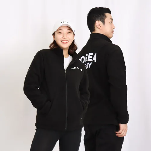 풀자수 보아털 로카후리스 ROKA 남녀공용 검정 방한 양털 학생 폴라 집업