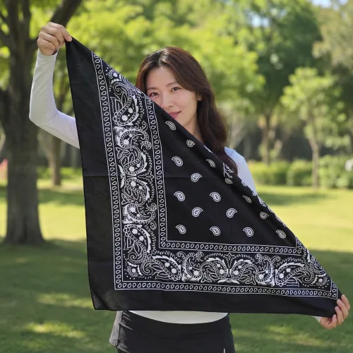 4160 페이즐리 스카프 손수건 70x70cm 여성 반다나 목스카프 헤어밴드 가방장식 별장식 버튼세트