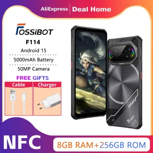 포시봇 F114 초슬림 러기드폰 4GB 128GB/8GB 256GB 유니소크 T615 휴대폰 50MP 카메라 5000mAh 스마트폰 안