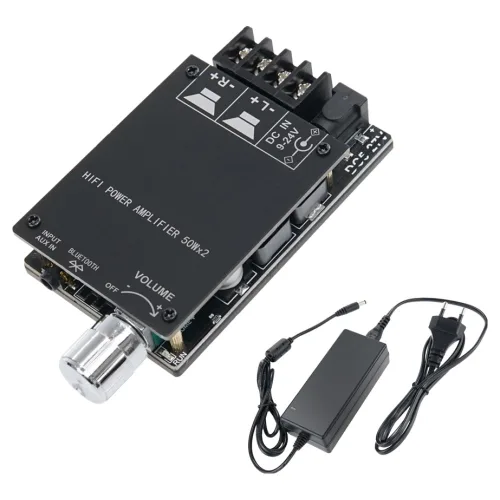 컴스 HIFI 2.0 블루투스 앰프 50W-50W AUX Bluetooth DC 24V-3A 전원, IH391, 유선, 단일색상