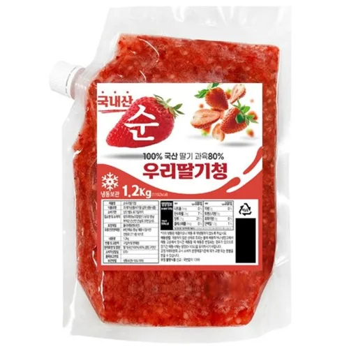 국내산 순 우리딸기청 대용량 딸기라떼 1.2kg, 1.2kg, 1개입, 1개