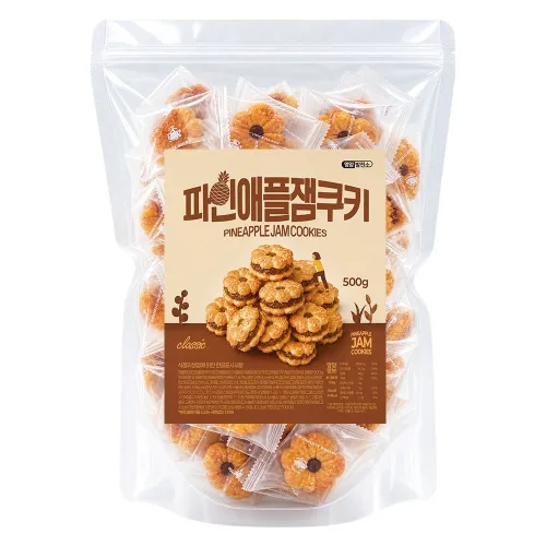 [영양발전소] 파인애플 잼 쿠키 비스킷 탕비실 간식 태국 과자 대용량, 1개, 500g