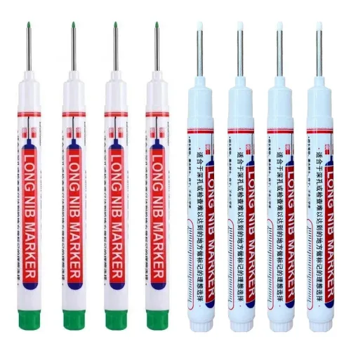 8개/대 20mm 깊은 구멍 긴 펜촉 헤드 마커 금속 천공 펜 방수 욕실 목공 장식 다목적