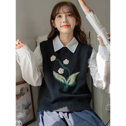 COSYEVNO 여성 조끼 겨울용 라운드넥 출근용 빈티지 상의DYYzzks-43