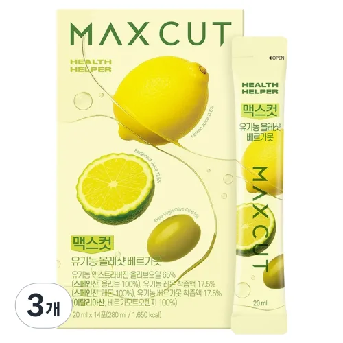 헬스헬퍼 맥스컷 유기농 올레샷 베르가못 14p, 280ml, 3개
