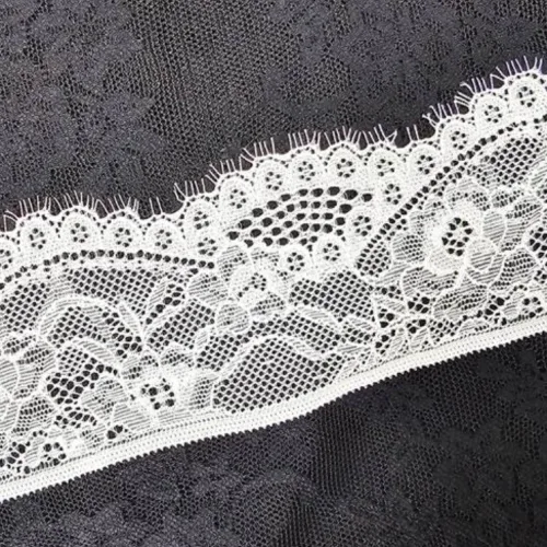DKLACE-54451 자가드 스판 수술 레이스 (폭 7cm 길이 1yd / 5yd 기준), 1개, 화이트