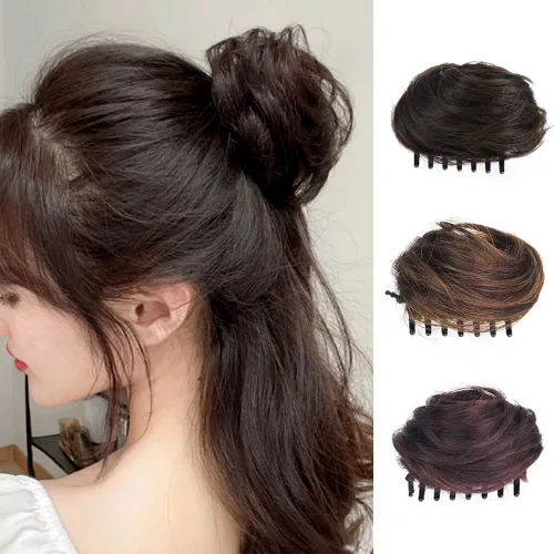 마녀플랜트 미니 케치 당고머리 가발 집게핀 반올림 똥머리 부분가발핀 여자가발, 자연블랙_미니케치, 2개