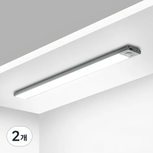 21세기트랜드 3컬러 C타입 USB 충전식 무선 센서 라이트 40cm, 실버, 2개