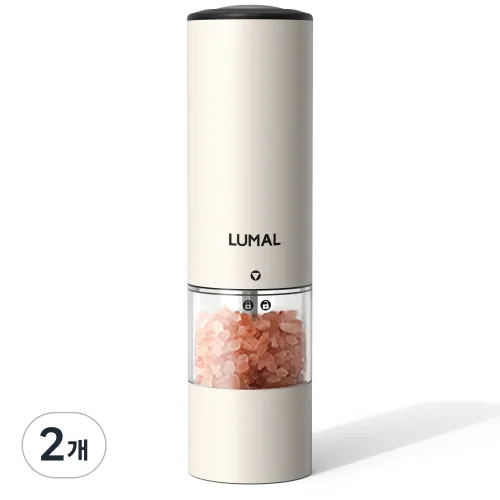 루맬 전동 소금 후추 그라인더 웜화이트 자동, 2개, 100ml