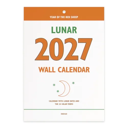 인디고 2027 루나 레트로 A4 음력 벽걸이 달력, 1개, 단일
