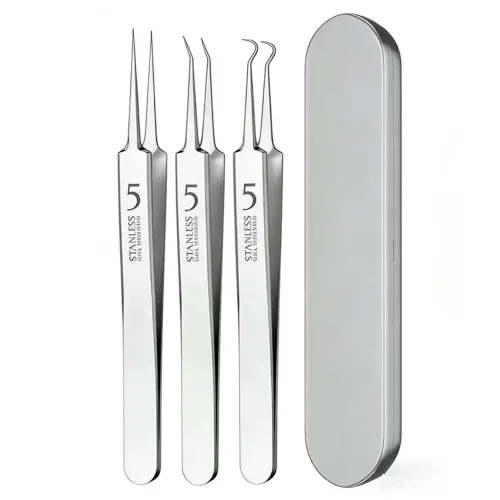 독일 정밀 여드름 바늘 블랙헤드 제거 미용도구 세트, 1개, 초정밀 여드름 제거 도구 3종 세트 + 보관 케이스