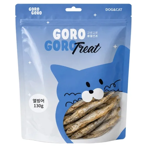 gorogoro 반려동물 대용량 동결건조 간식, 130g, 1개, 열빙어
