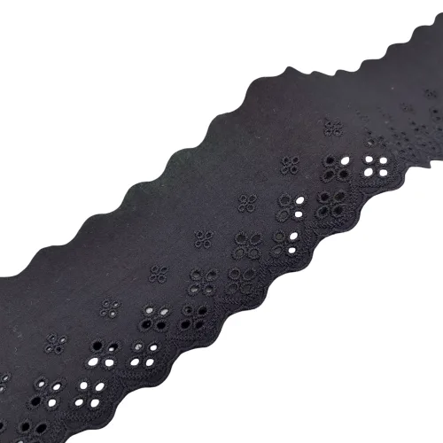코히모 의류 리폼 DIY 곱창밴드 만들기 면자수 레이스 8 x 450 cm 5W0605, 1개, 블랙