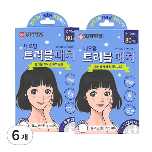 일양약품 네오덤 트러블패치 원형 투명, 80개입, 6개