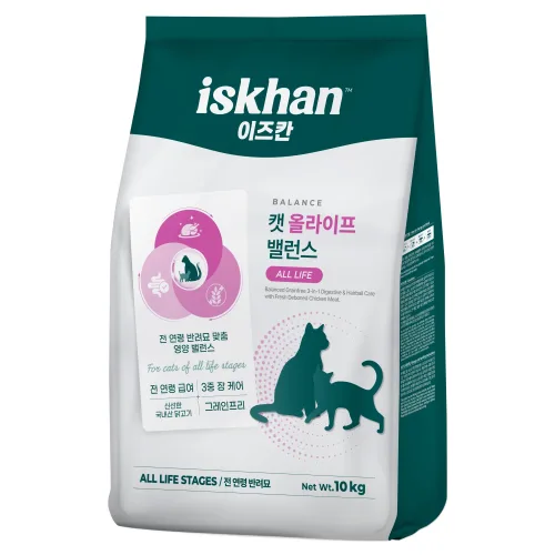 이즈칸 캣 올라이프 밸런스 기능성 사료, 10kg, 1개, 헤어볼+장건강