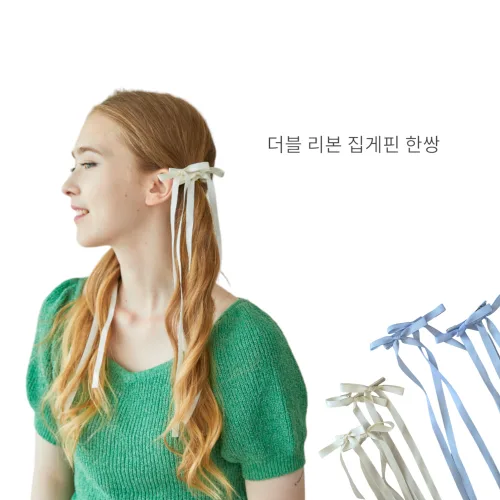 발레코어 더블 리본 롱 집게핀