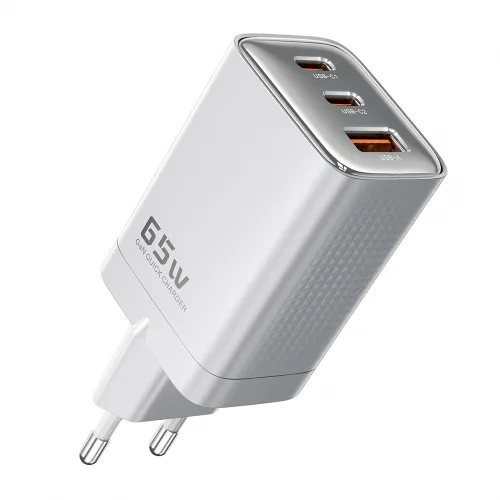 Toocki GaN PPS PD 65W 2C1A 3포트 초고속 멀티충전기, 1개, 화이트