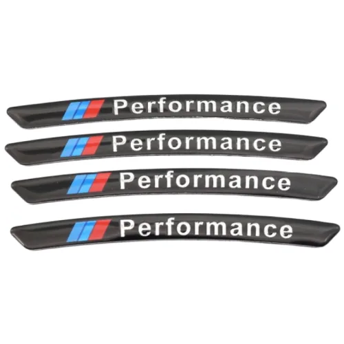 알루미늄 스크래치 기스 보수 휠가드 포인트 휠 스티커 벤츠 BMW 아우디 4PC 세트, 1세트, M 퍼포먼스 블랙