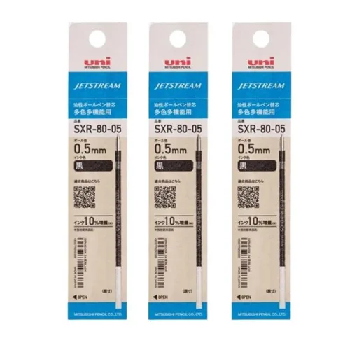 미쓰비시 연필 볼펜 교체 심 블랙 제트 스트림 0.5mm SXR-80-05 다색 다기능 3개 OZAWA 세트