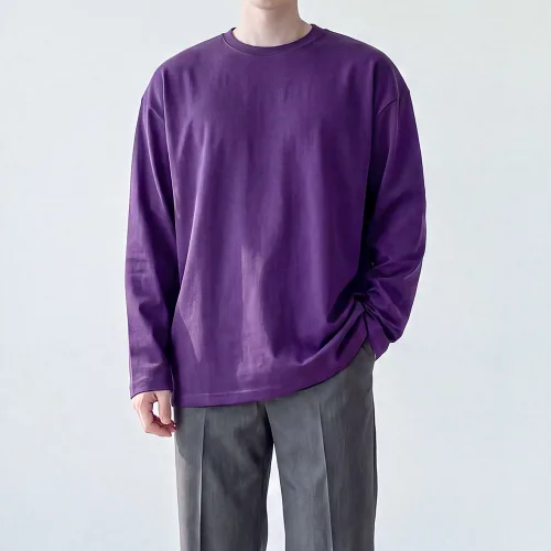 더베이직샵 소프트터치 심플 세미오버 크루넥 티셔츠