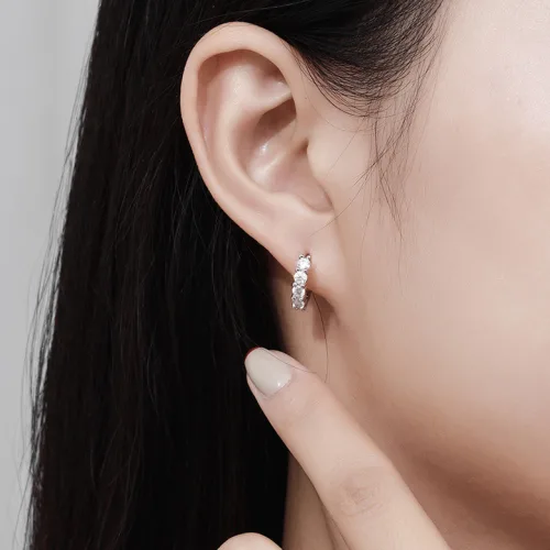 엔클레어 여성용 18k 925실버 골드필드 모이사나이트 4프롱 원터치 귀걸이