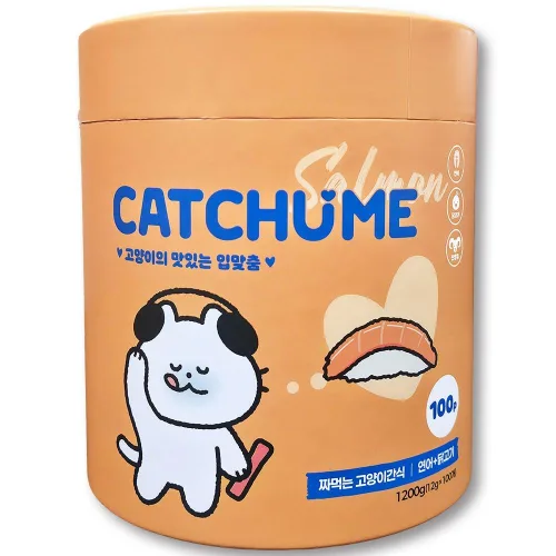 캣츄미 고양이의 맛있는 입맞춤 100p 짜먹는 고양이 대용량간식, 100개, 12g, 연어+닭고기