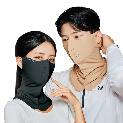 노멀라이프 자외선 차단 스포츠 쿨링 골프 마스크 2P 세트, 프리미엄 스킨+블랙, S