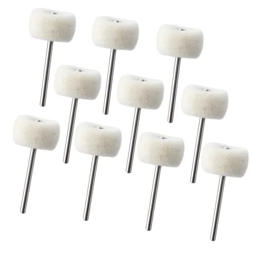 3mm 양모 폴리싱 휠 세트 원형 샹크 그라인더 로터리툴 금속 광택 버핑휠, 10개