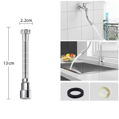 13cm-75cm 스테인레스 스틸 주방 연장 노즐 에어레이터 360도 회전 가능한 수도꼭지 연장기 (주방/욕실용)