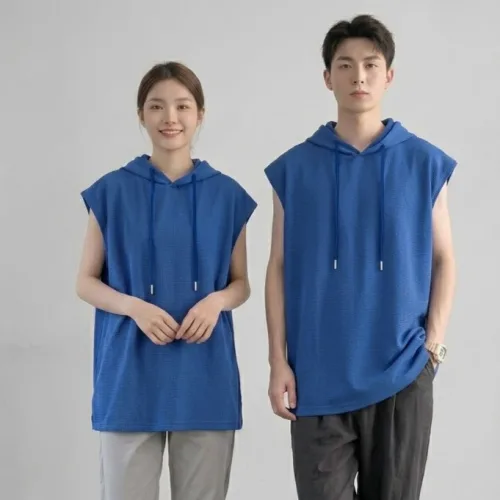 언헤브 남녀공용 후드 민소매 티셔츠