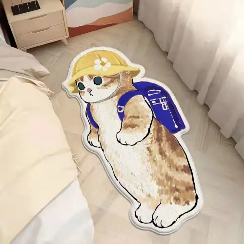 고양이 모조 양모 카펫 침대 옆 담요 거실 침실 바닥 매트 미끄럼 방지 시원한 귀여운 만화 가정용 카펫