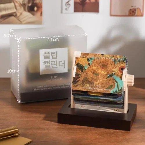 북유럽 스타일 회전 금속 만년 달력 데스크 인테리어 소품