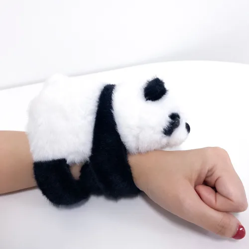 동물 캐릭터 봉제 팔찌 카피바라 판다 귀여운인형, 1개, 팬더팔찌, 12cm