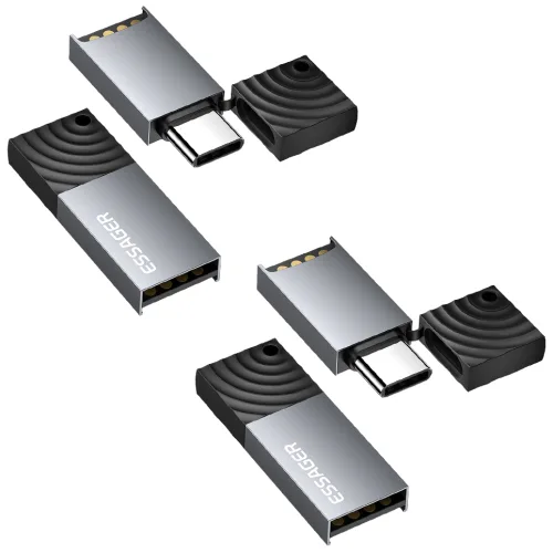 Essager USB 2.0 C타입 마이크로 SD 카드리더기, 2개, 회색, EDKTF-QW0G-P