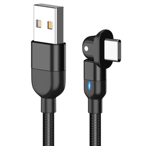 티엠지에스 180도 회전 USB to C타입 고속충전케이블, 블랙, 2m, 1개