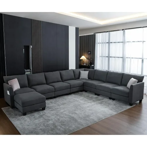 2in 1 풀아웃 침대 겸용 소파 수납 오토만   셰즈롱 3인용 컨버터블 L자형