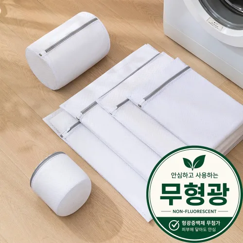 무형광 세탁망 빨래망 오브숨 6종세트 사각 원통 대형 속옷 운동화, 1개, 세탁망 6종세트