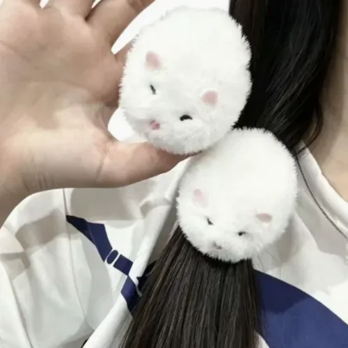 1-2pcs 모피 부드러운 동물 흰색 작은 마우스 헤어 클립 덕빌 크리 에이 티브 귀여운 일본 만화 햄스터 소