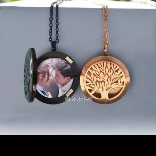 생명의나무 트리 앤틱 박스체인 30MM 키홀더 포토 티타늄 액자목걸이 로즈골드 30mm 스틸로즈 O링