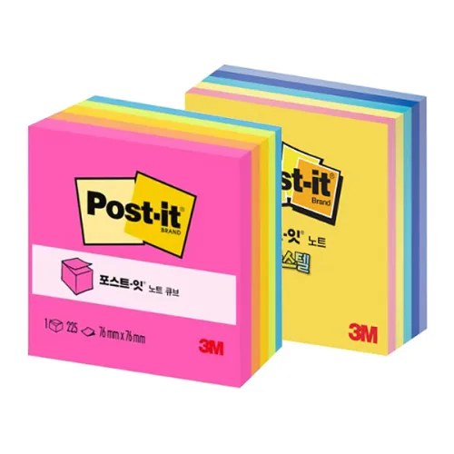 3M 포스트잇 큐브CT-654 (76x76mm), 3색 654 파스텔, 225매, 1개